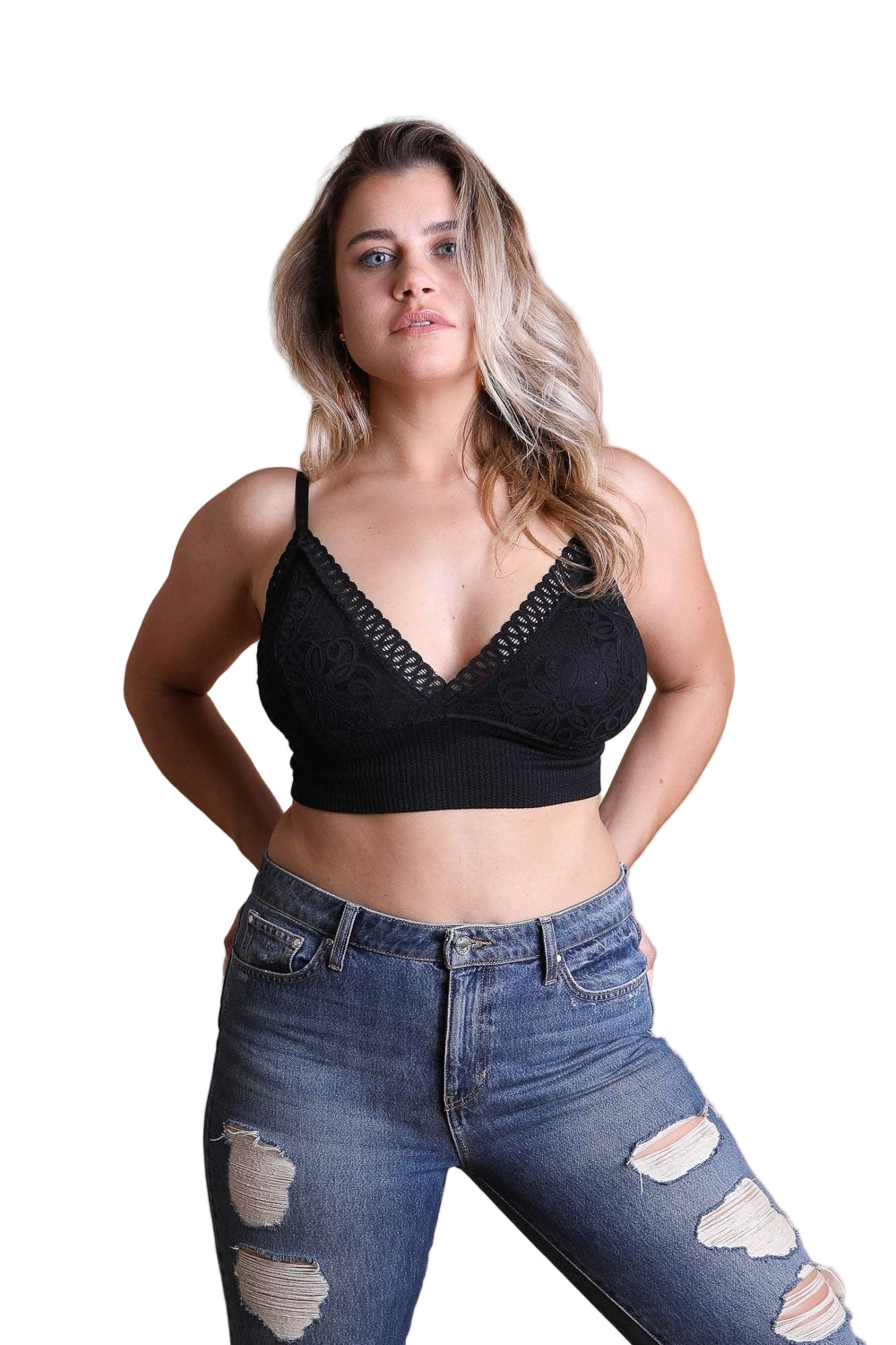 Waistband Loop Lace Brami Plus Size – Elegant Stretchy Lace Cami