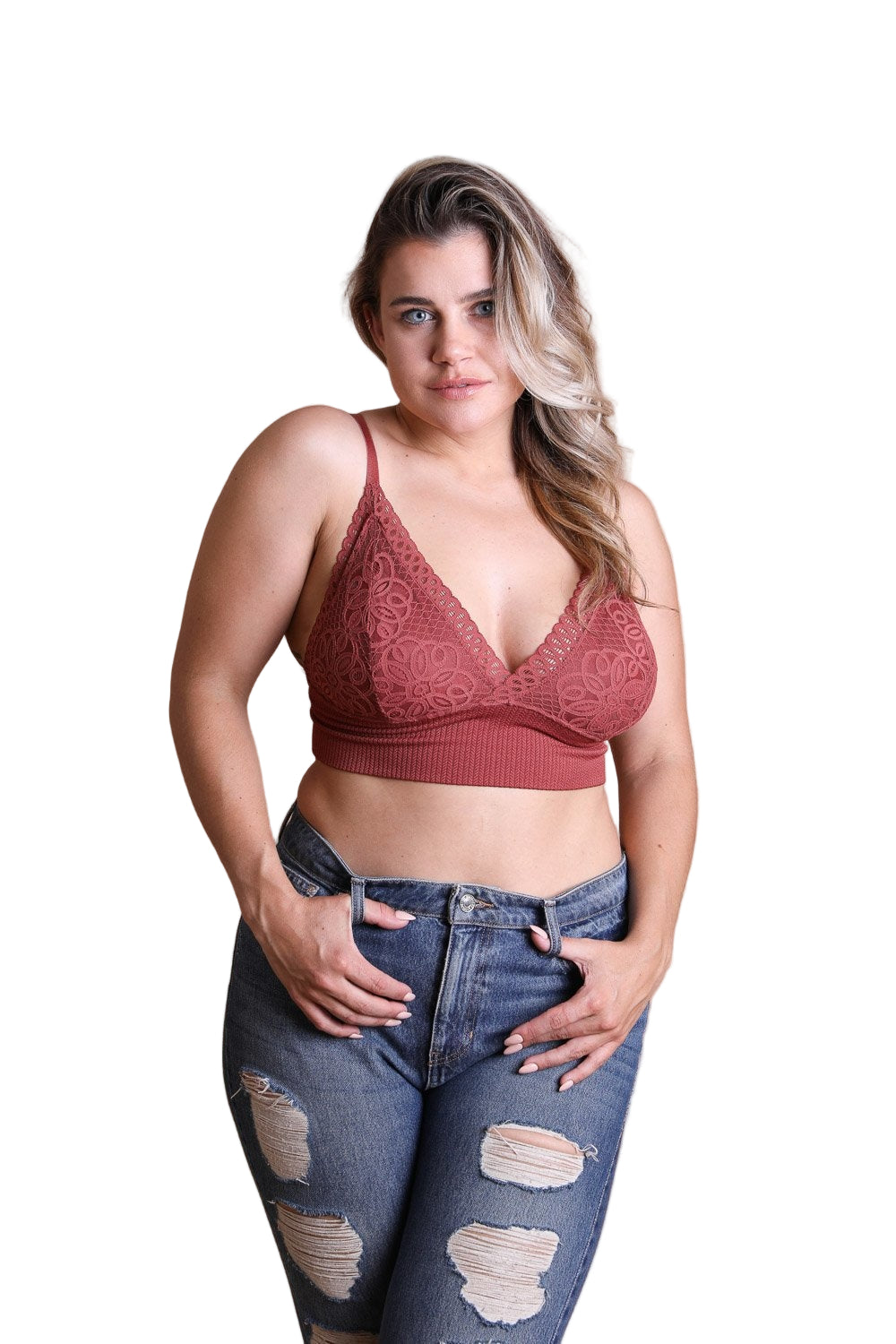 Waistband Loop Lace Brami Plus Size – Elegant Stretchy Lace Cami