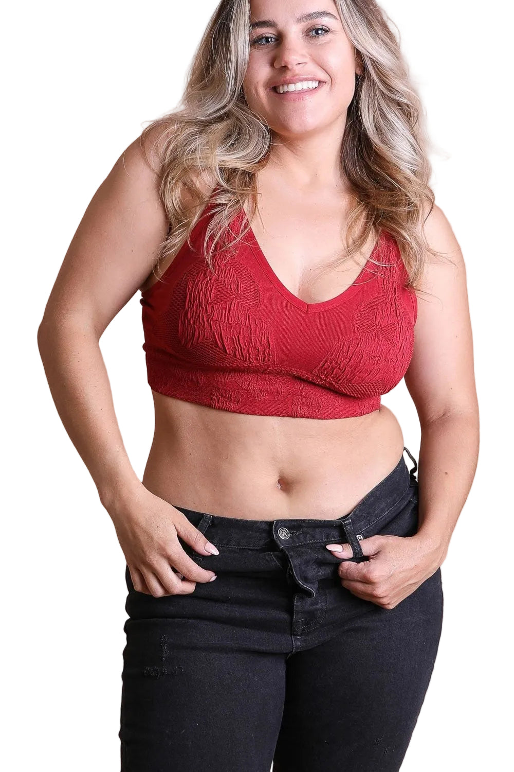 Curvy Seamless Padded Textured Brami Plus