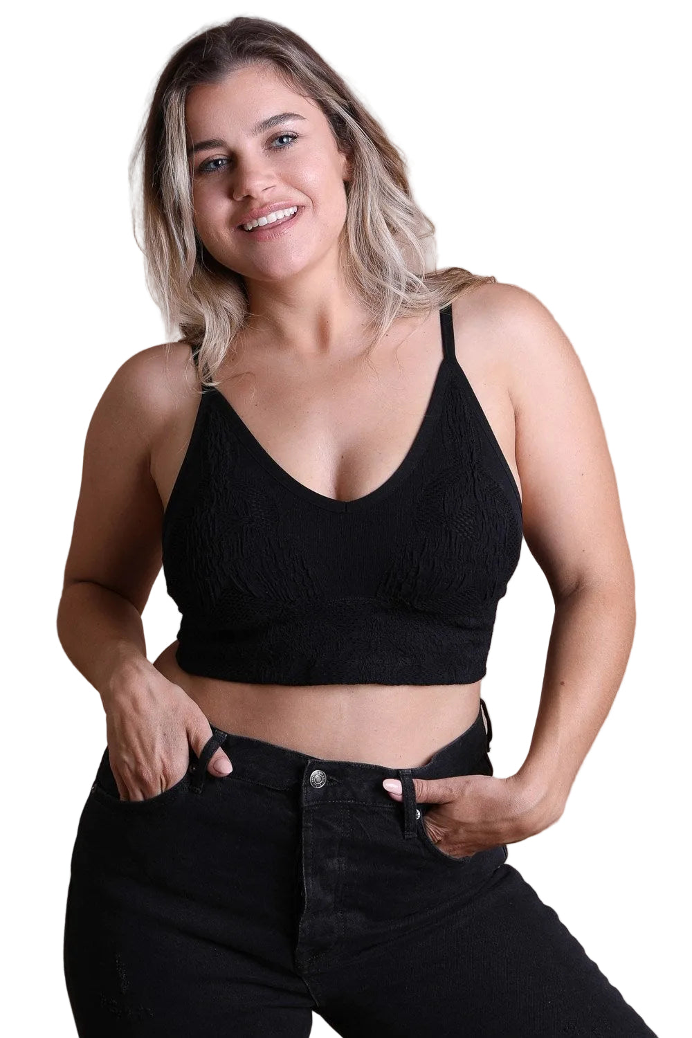 Curvy Seamless Padded Textured Brami Plus