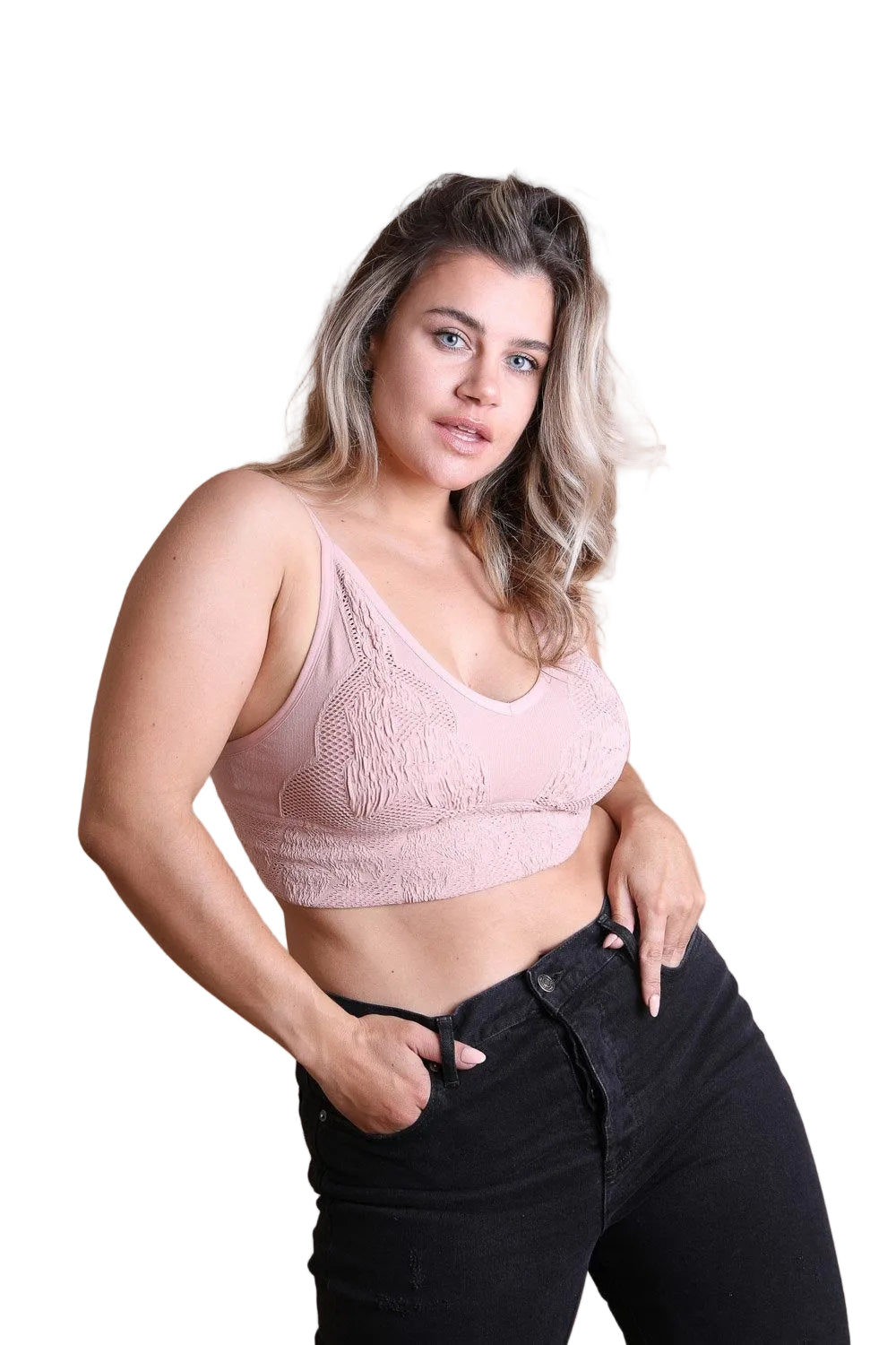 Curvy Seamless Padded Textured Brami Plus
