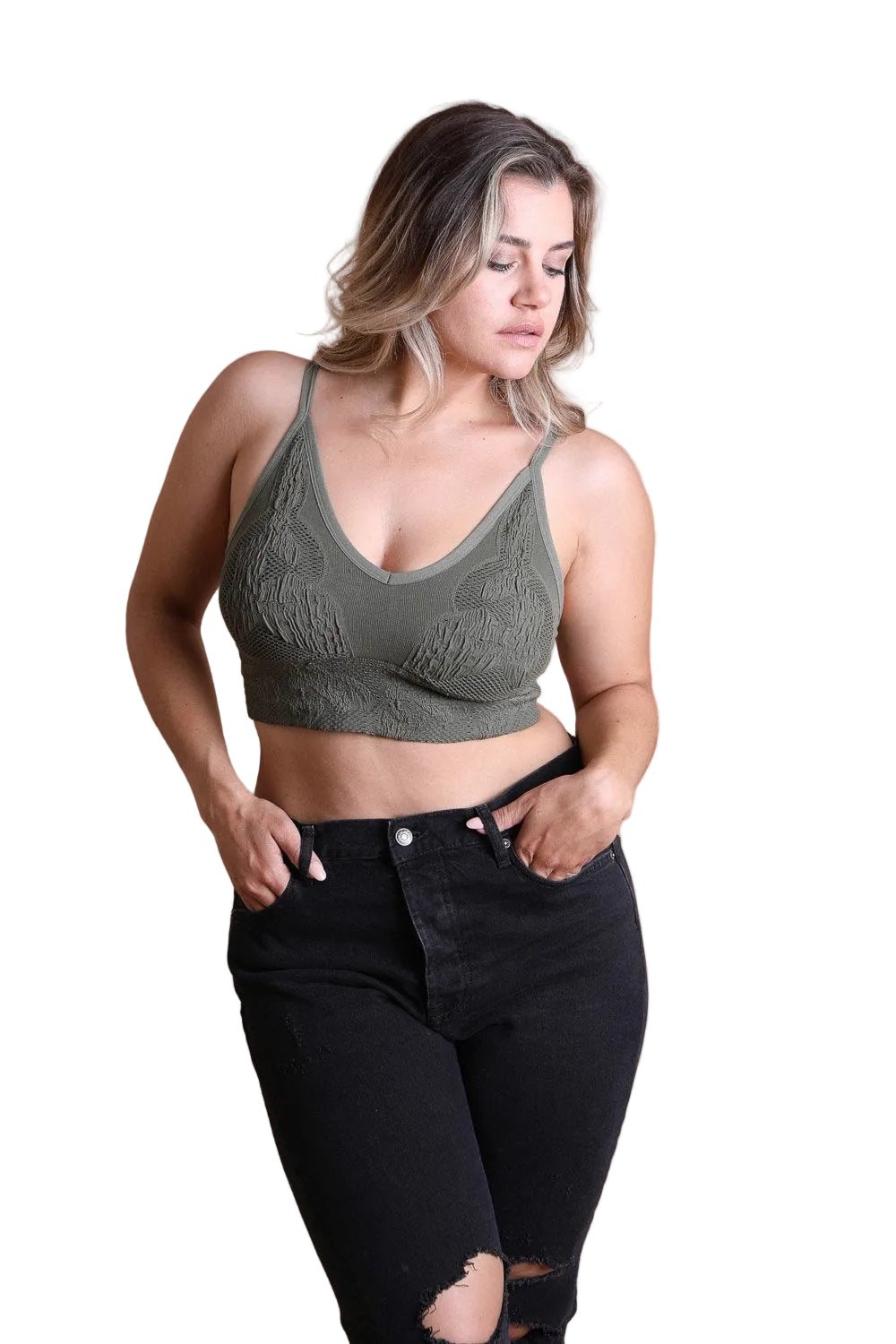 Curvy Seamless Padded Textured Brami Plus