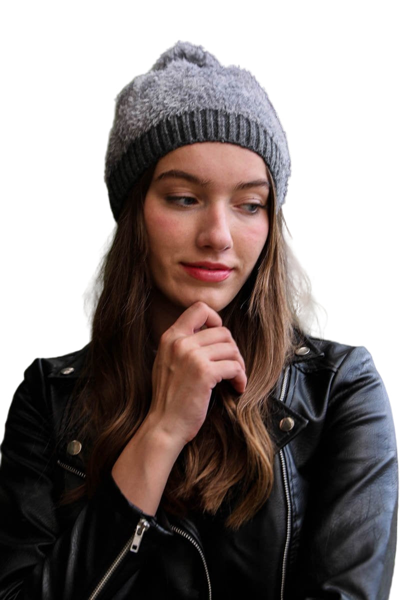 Soft Furry Pom Knit Beanie