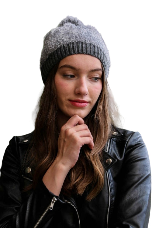 Soft Furry Pom Knit Beanie