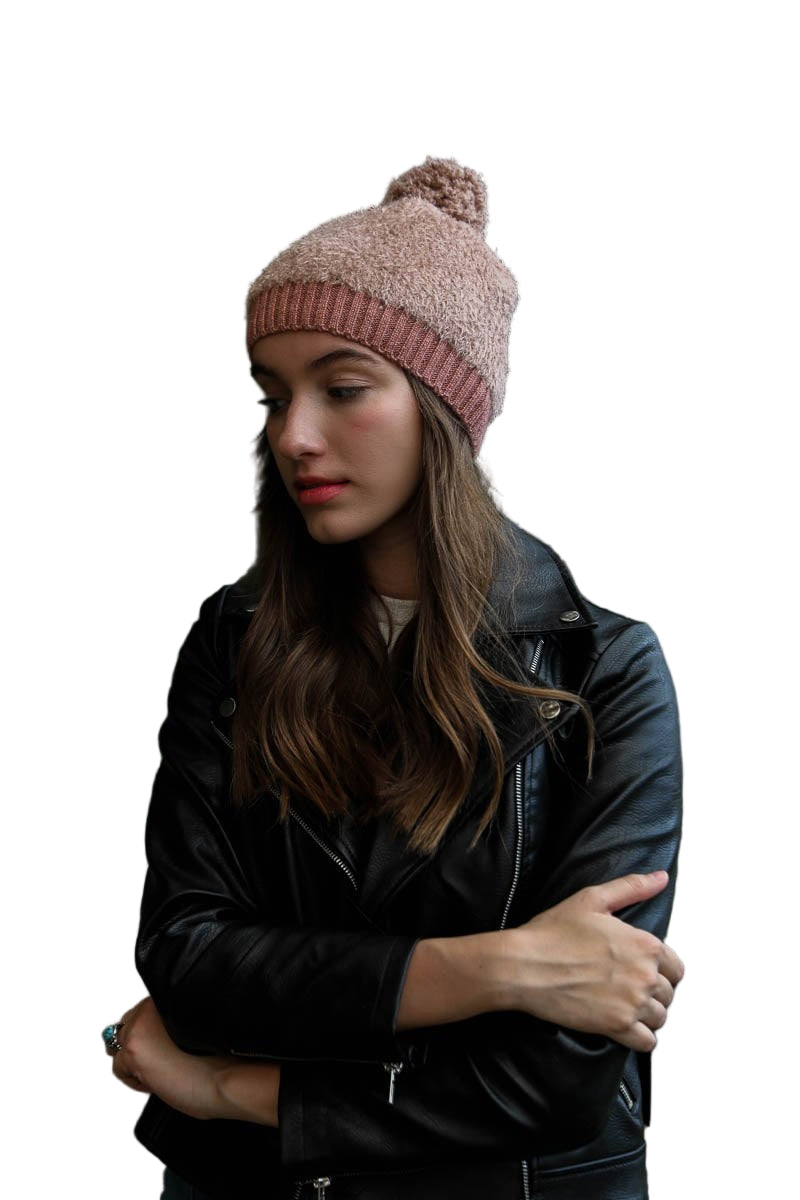 Soft Furry Pom Knit Beanie