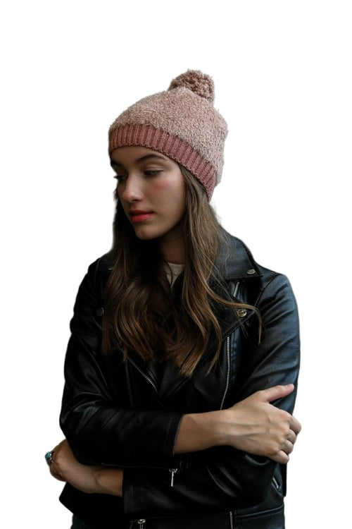 Soft Furry Pom Knit Beanie