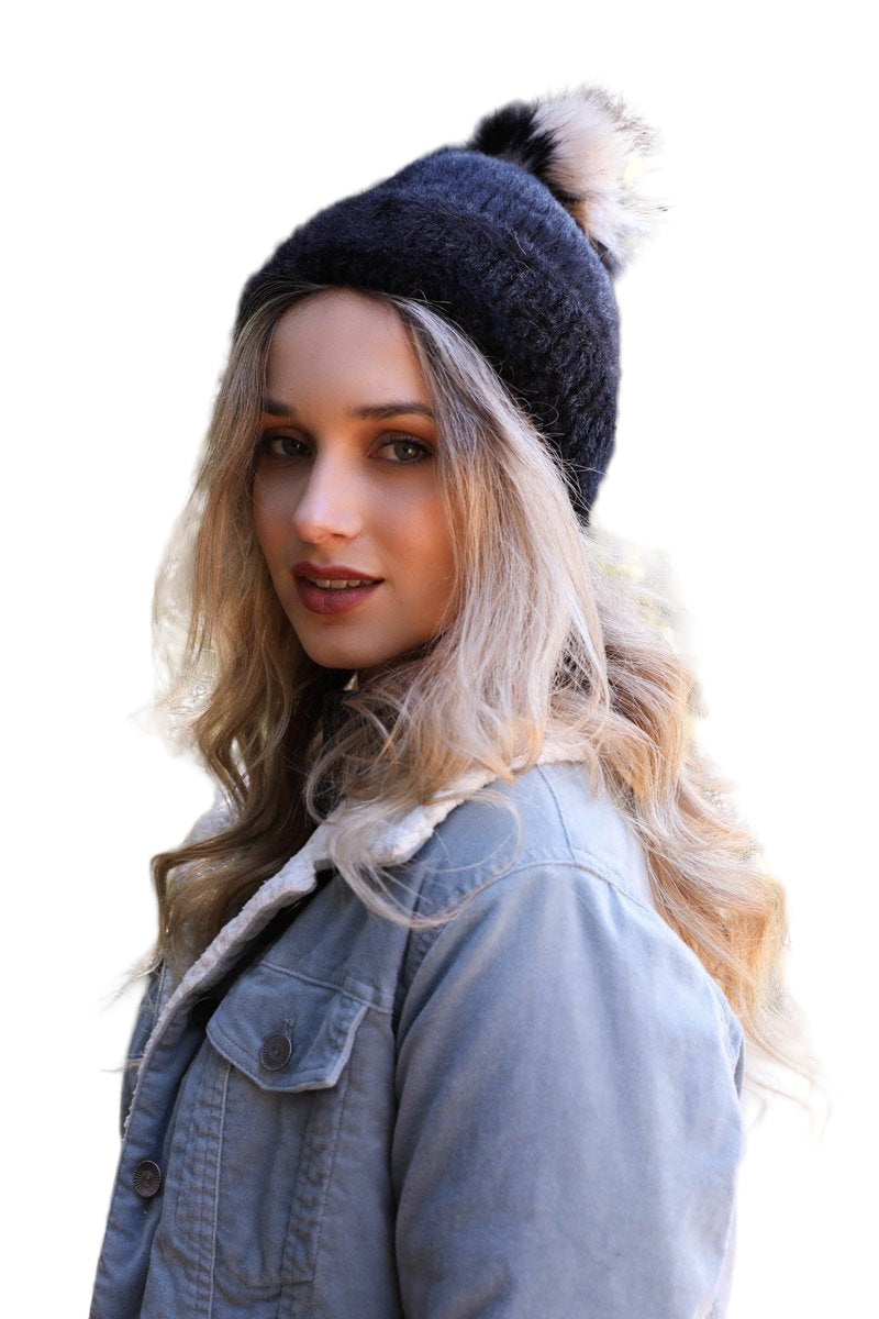 Soft Mohair Pom Beanie