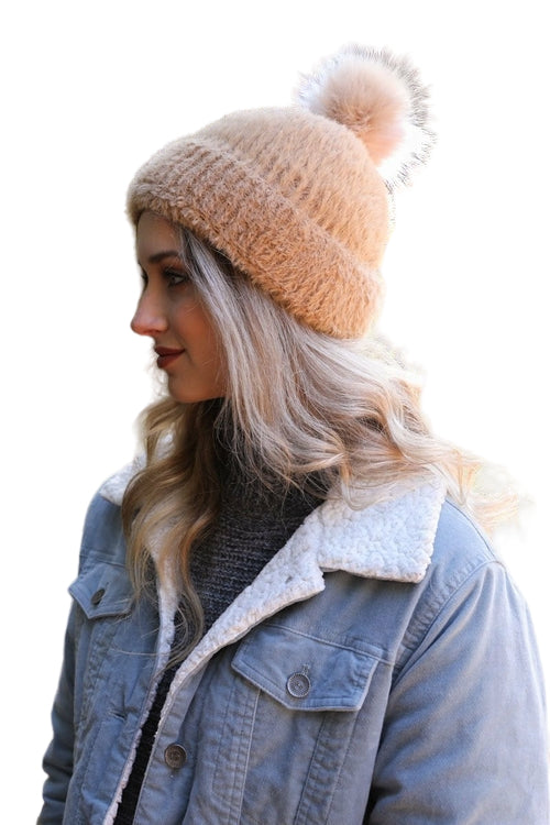 Soft Mohair Pom Beanie