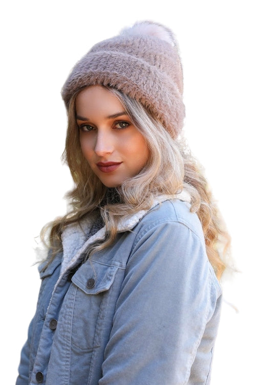 Soft Mohair Pom Beanie
