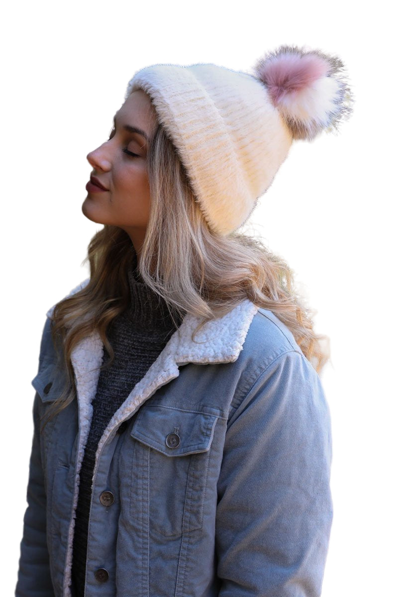 Soft Mohair Pom Beanie