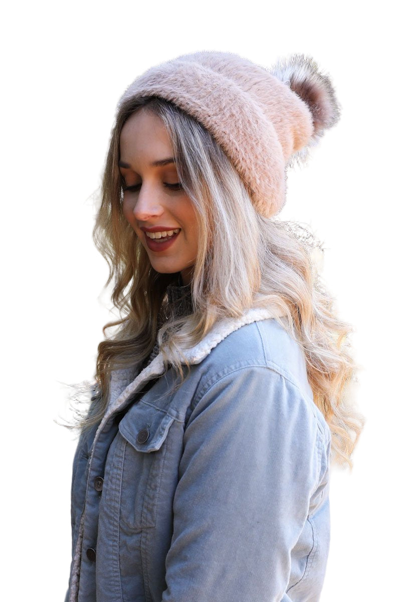Soft Mohair Pom Beanie