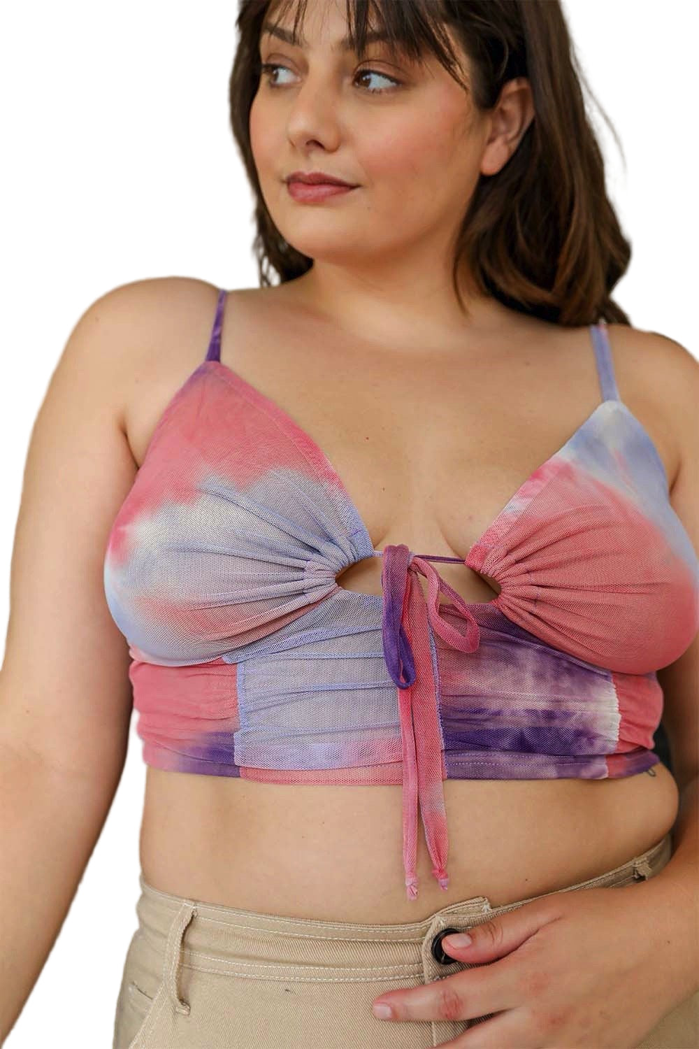 Tie Dye Mesh Keyhole Brami Plus