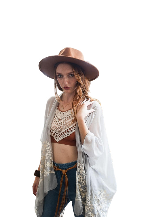 Wide Brim Leather Ribbon Bolero Hat