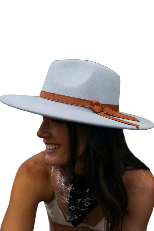 Wide Brim Leather Ribbon Bolero Hat