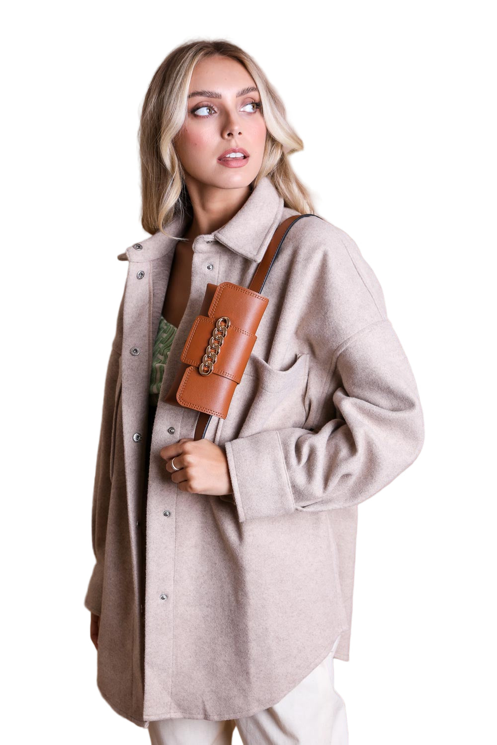 Wide Clutch Chain Belt Bag