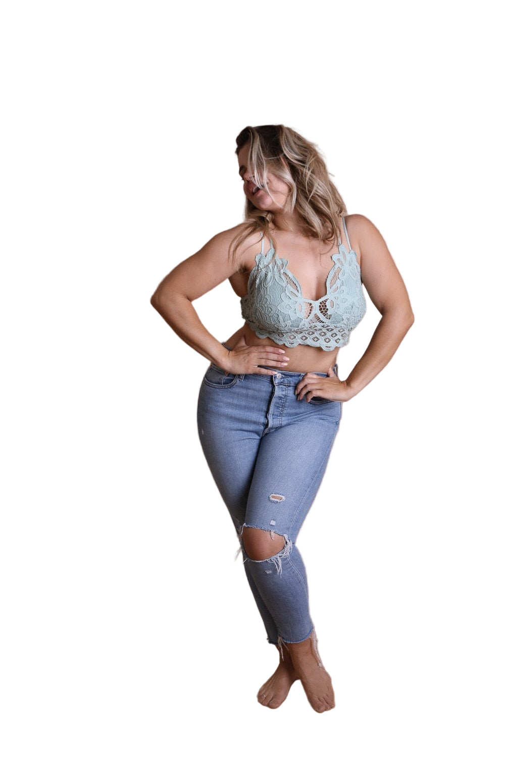 Plus Crochet Lace Longline Bralette